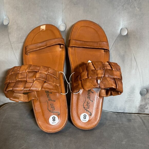 Free People Leather river Woven Slide Sandals Brown – Women’s Size 8/ 38.5 - Picture 3 of 10